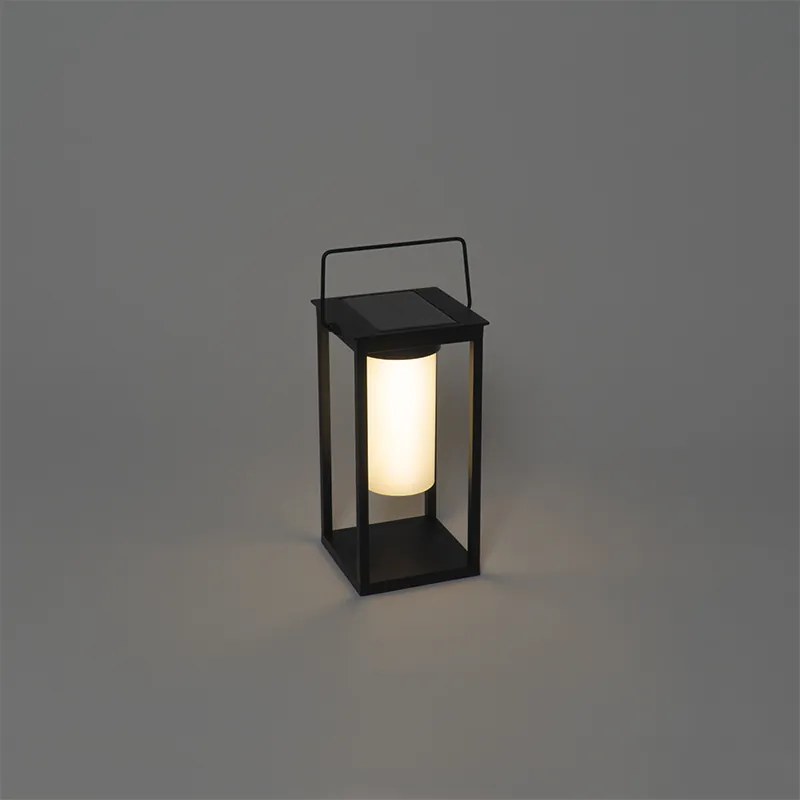 Lampă modernă de exterior neagră cu LED și dimmer solar - Denlu