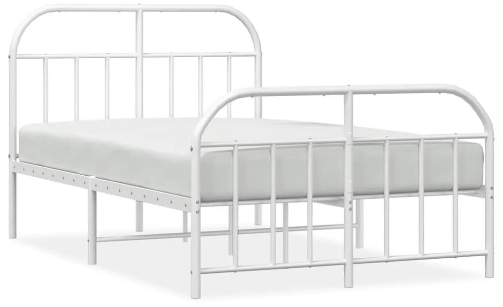 353699 vidaXL Cadru de pat metalic cu tăblie, alb, 120x190 cm