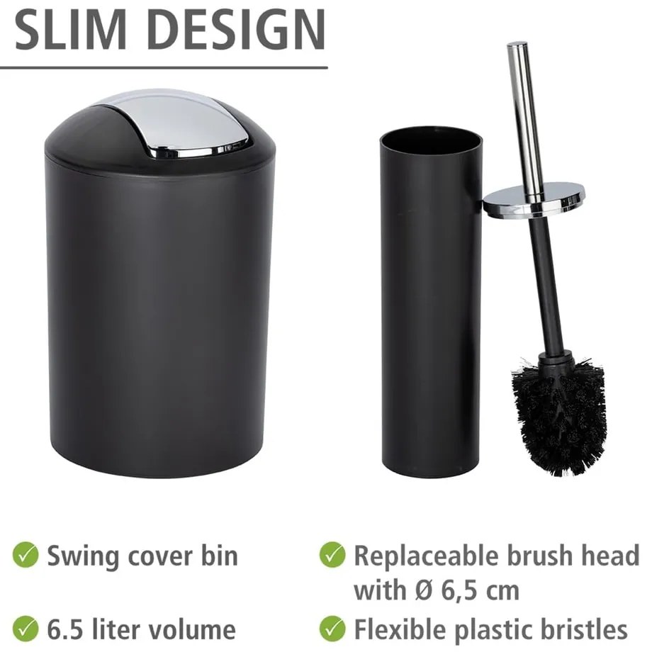 Set de accesorii de baie negru din plastic Calvo – Wenko