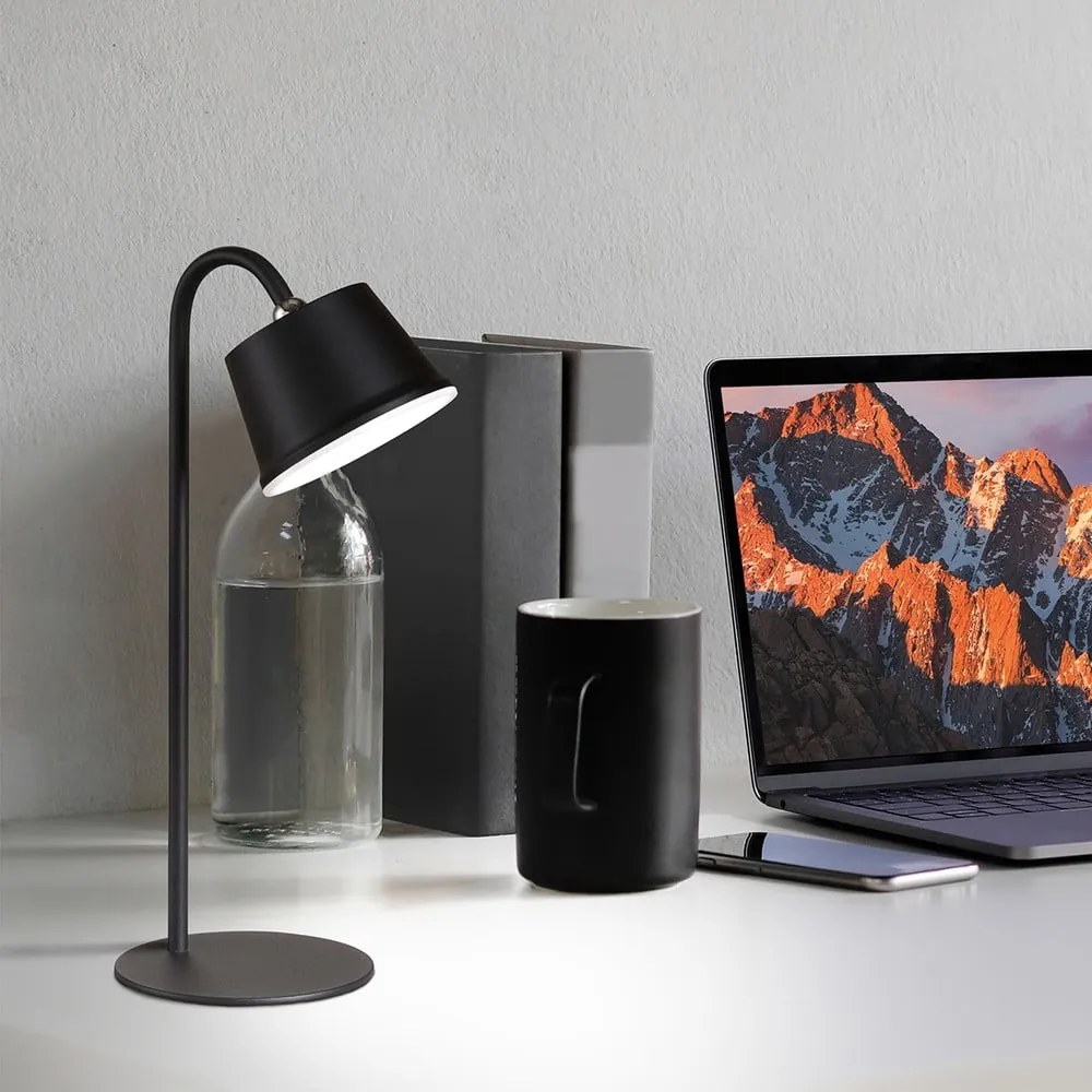 Veioză neagră LED cu abajur din metal (înălțime 34 cm) Voet – Fischer &amp; Honsel