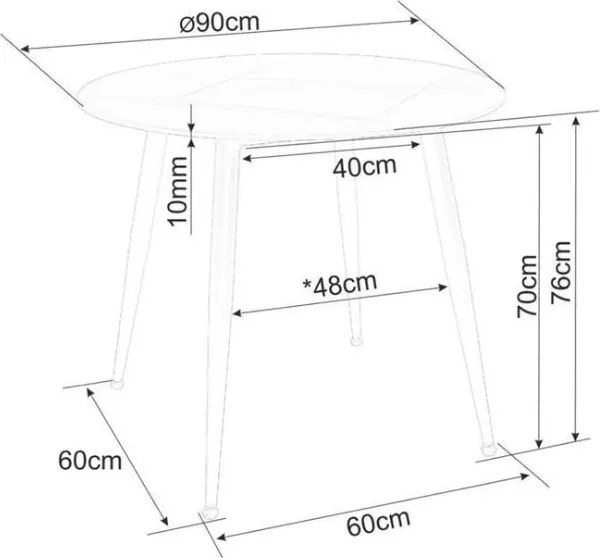 Masa rotunda de dining RION 90 cm cu blat din ceramica, marmura alba