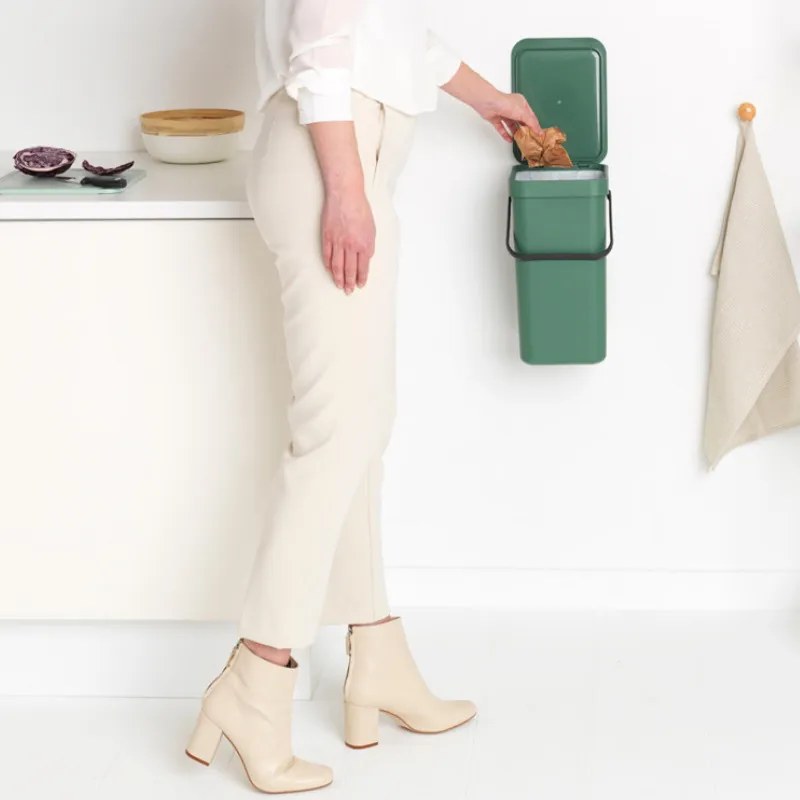 Cos de gunoi colectare selectiva Brabantia Sort&Go 1003235, 16 L, Maner, Montabil pe perete, Verde închis