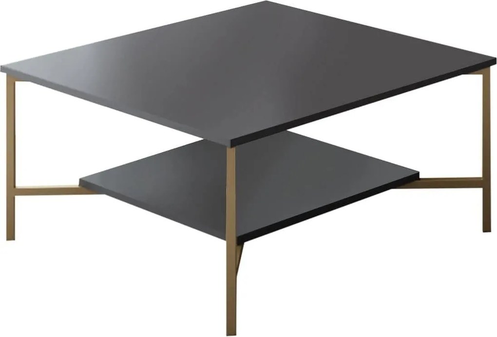 Masuta cafea Gold Line, negru, PAl, 80x80x40 cm