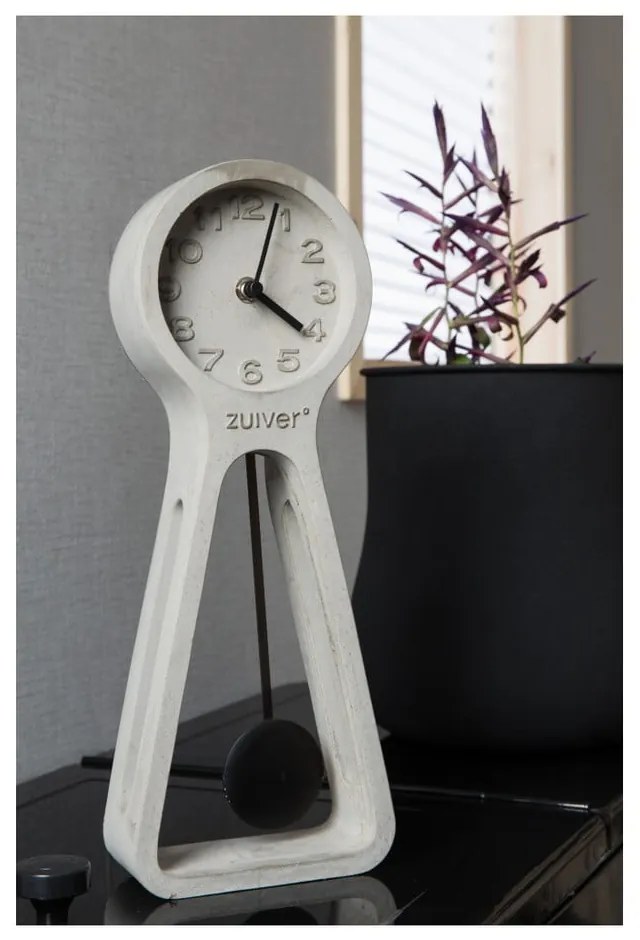 Ceas de masă din beton Zuiver Pendulum, gri