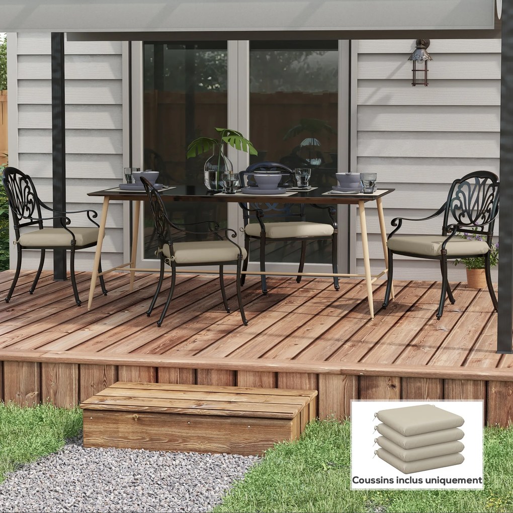 Outsunny Set de 4 perne pentru scaun, pad-uri pentru scaun 47 x 47 cm, umplutură groasă, rezistente la decolorare, bej | Aosom Romania