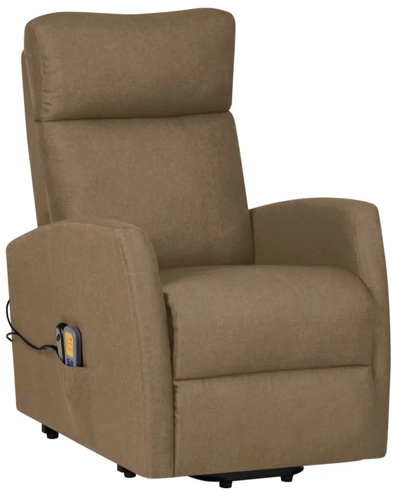 329623 vidaXL Fotoliu de masaj cu ridicare, gri taupe, material textil