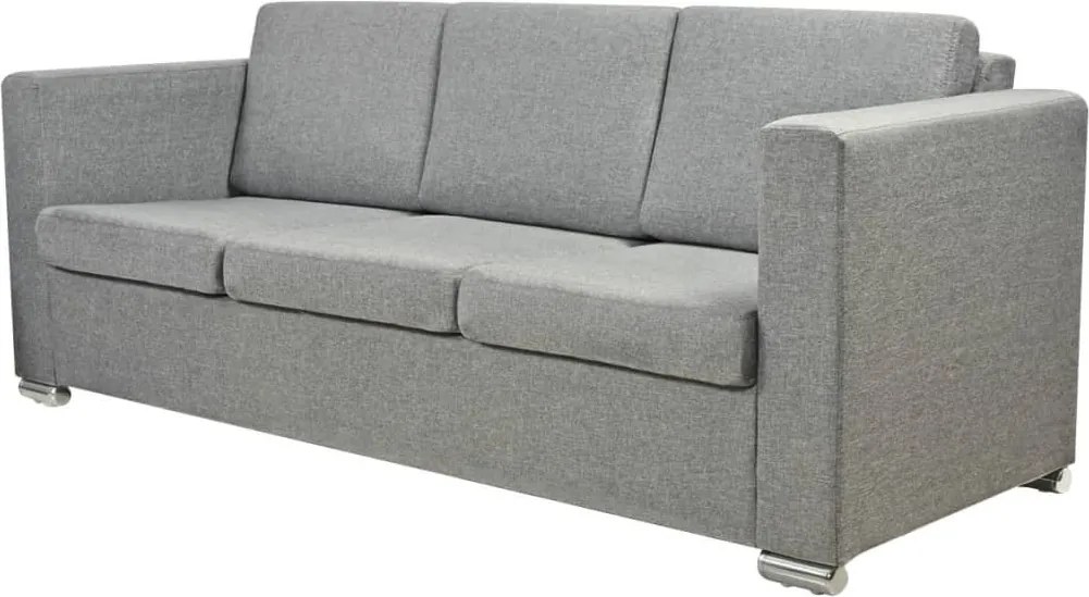 vidaXL Canapea textilă pentru 3 persoane, Gri deschis