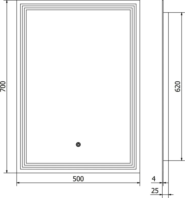 Mexen Taco oglindă de baie iluminată 50 x 70 cm, LED 6000K, antiaburire - 9805-050-070-611-00