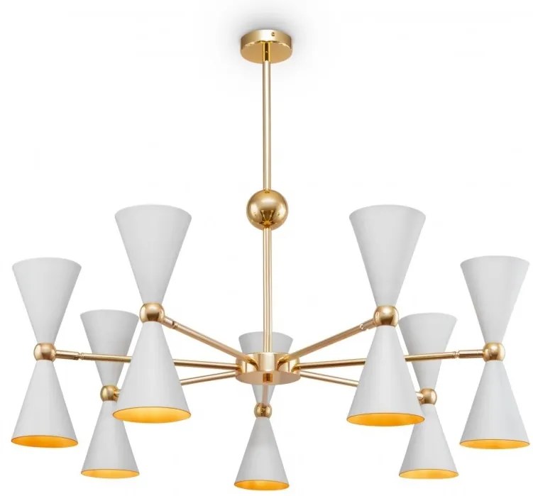 Lustra suspendata design decorativ Vesper alb/auriu MYMOD108PL-14WG