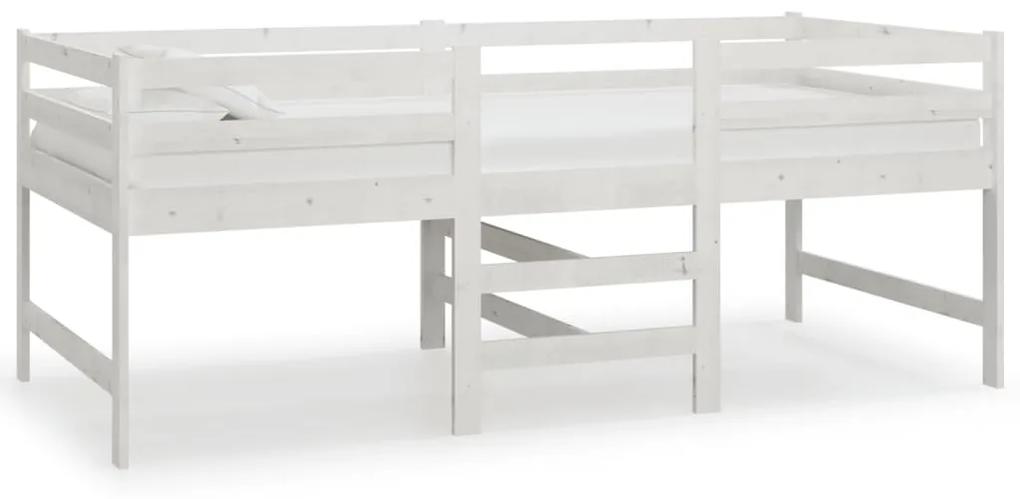 833096 vidaXL Cadru de pat, alb, 90x200 cm, lemn masiv de pin