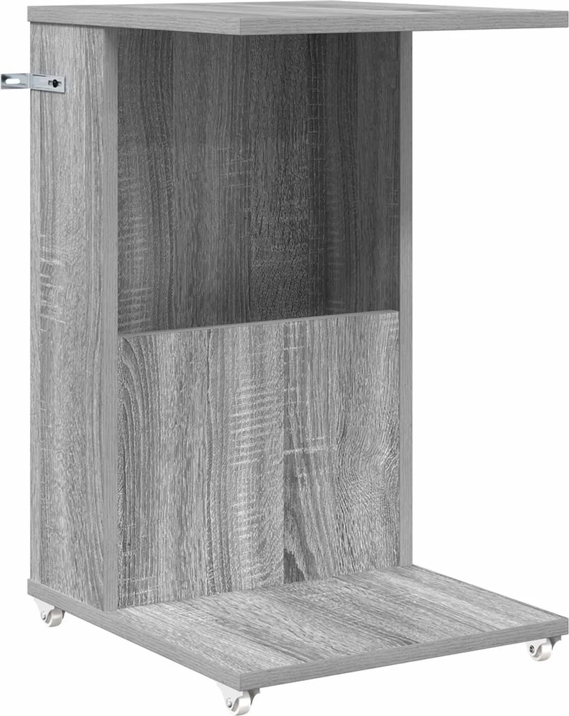 vidaXL Masă laterală cu roata Gri Sonoma 40 x 35 x 60 cm Lemn compozit