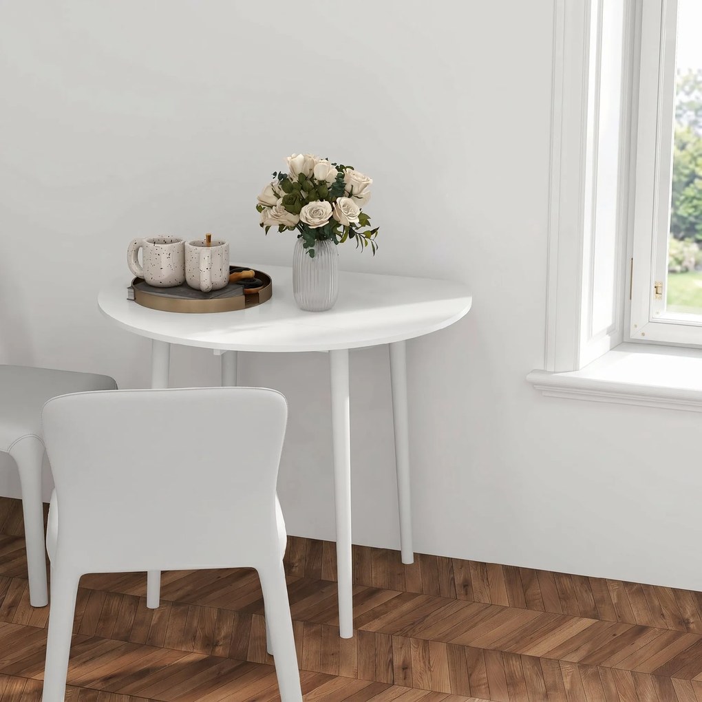 HOMCOM Masă Pliantă Modernă cu Extensii Laterale pentru Bucătărie și Living, din PAL, Ø89 x 73,5 cm | Aosom Romania