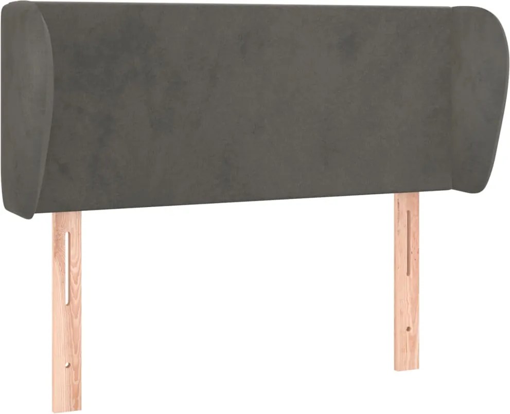 vidaXL Tăblie de pat cu aripioare gri închis 93x23x78/88 cm catifea