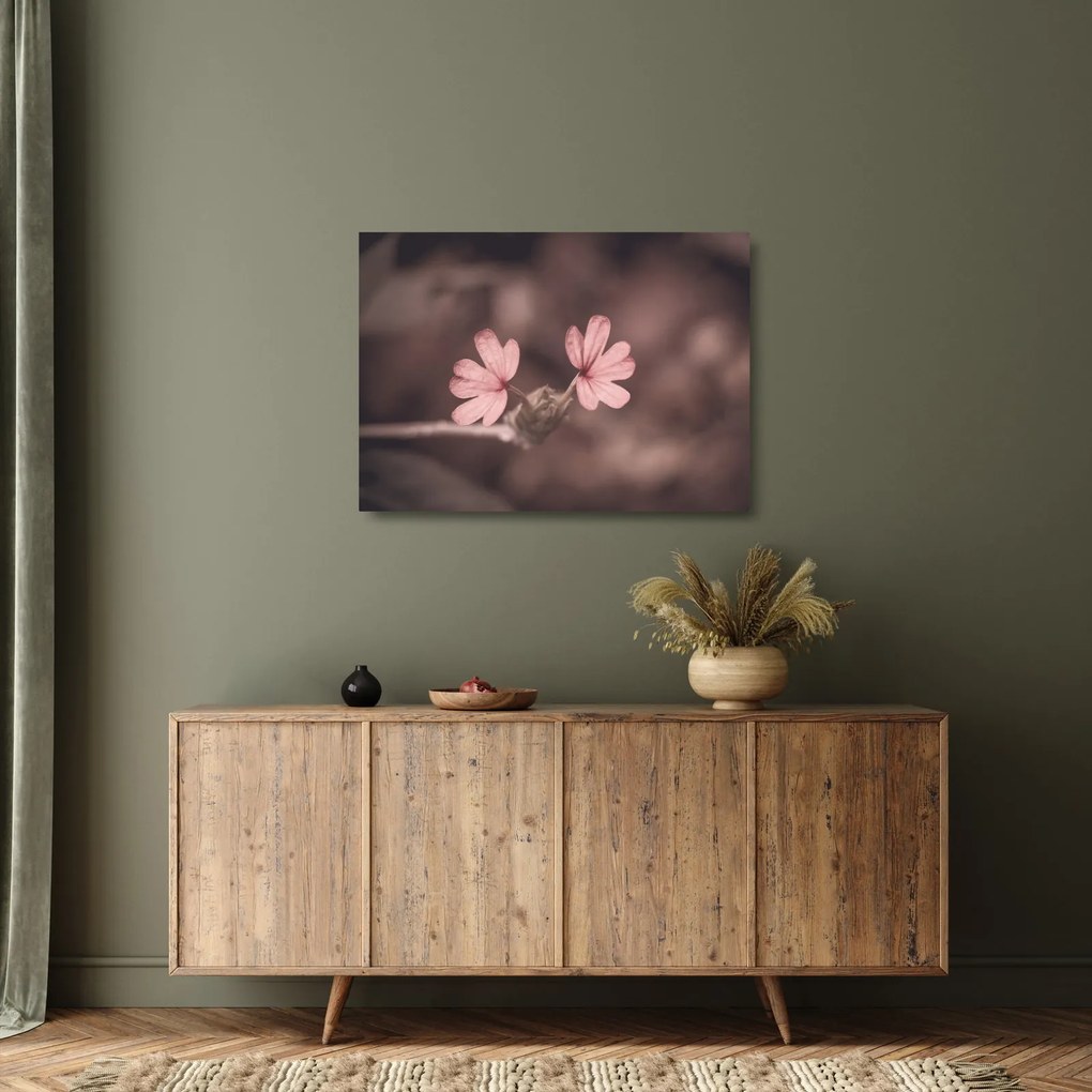 Tablou pe sticlă cu floare roz (70x50 cm)