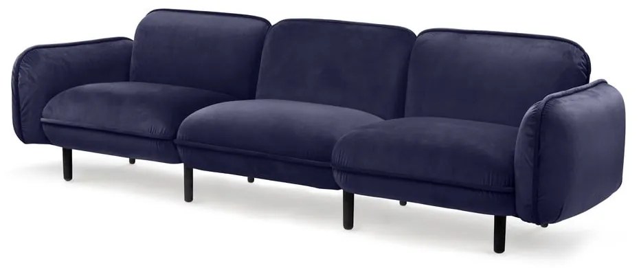 Canapea cu tapițerie din catifea EMKO Bean, albastru închis