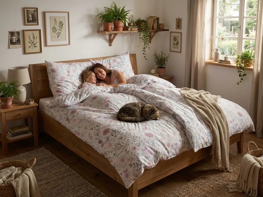Lenjerie de pat din bumbac Renforcé FLORENO albă Dimensiune lenjerie de pat: 70 x 90 cm | 140 x 220 cm