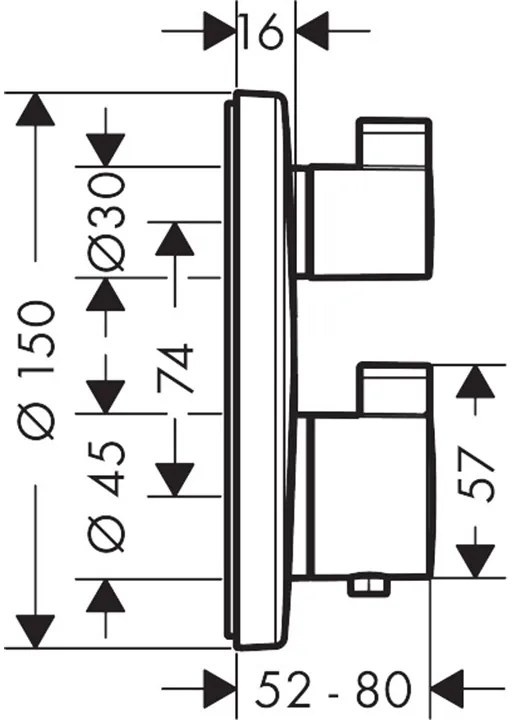 Baterie de dus, Hansgrohe, Ecostat S, doua functii, crom