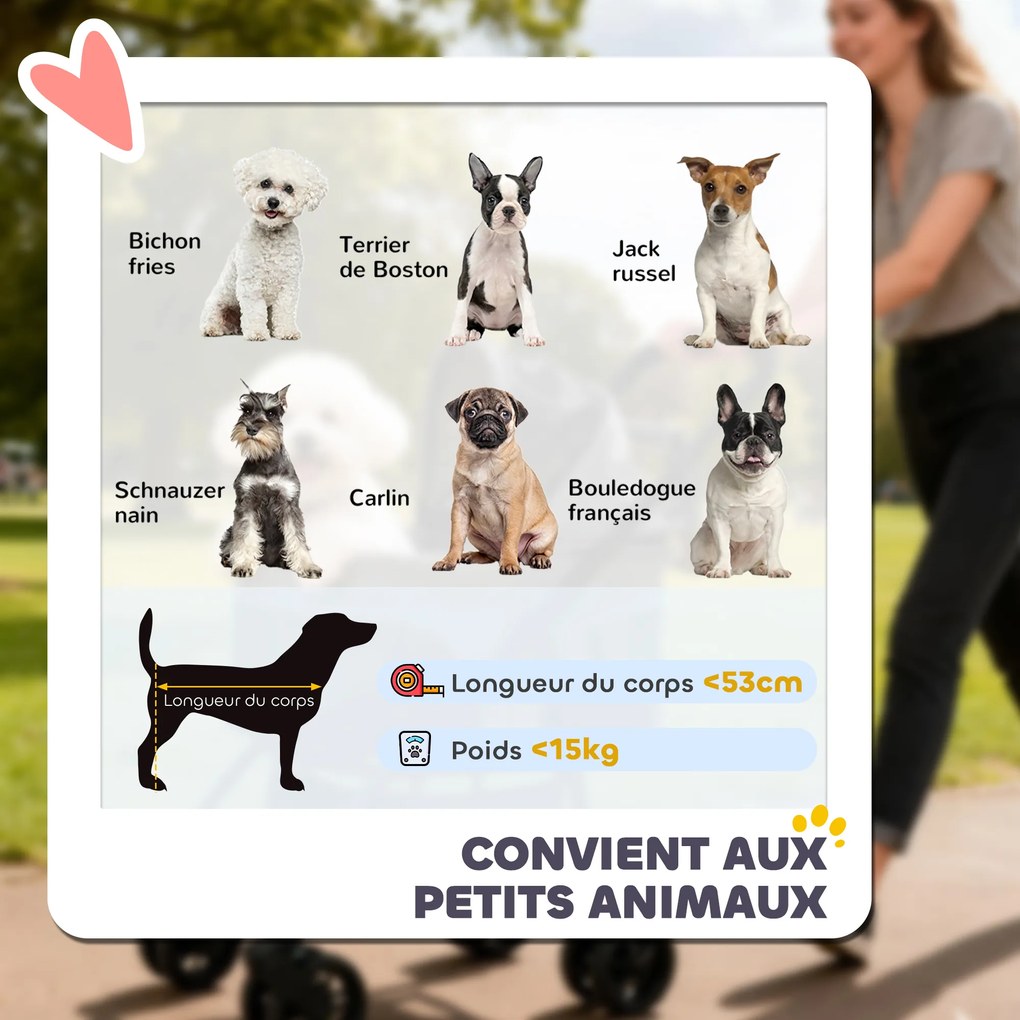 PawHut Cărucior pentru câini Cărucior 3 în 1 detașabil pliabil cu cușetă amovibilă și fără fermoar suspensie Gri | Aosom Romania