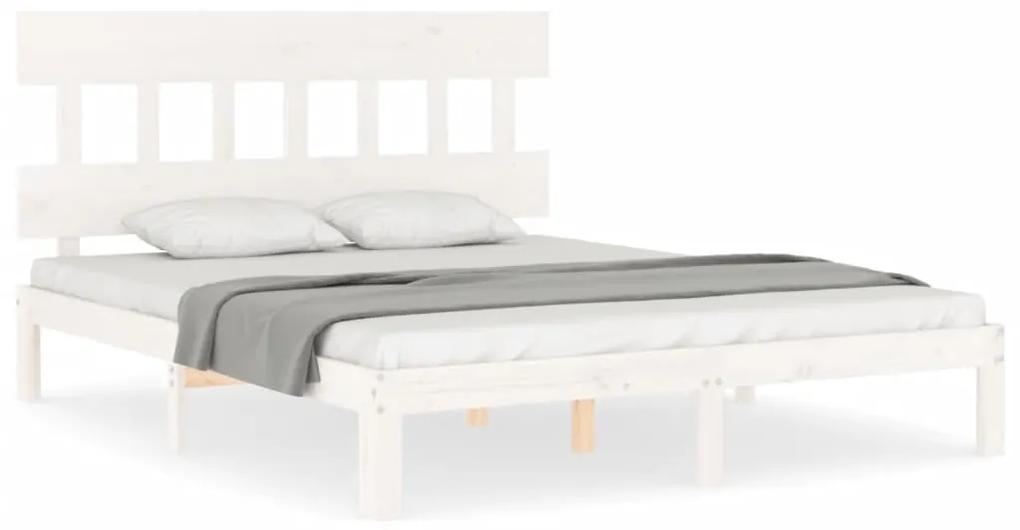 3193607 vidaXL Cadru de pat cu tăblie, alb, 160x200 cm, lemn masiv