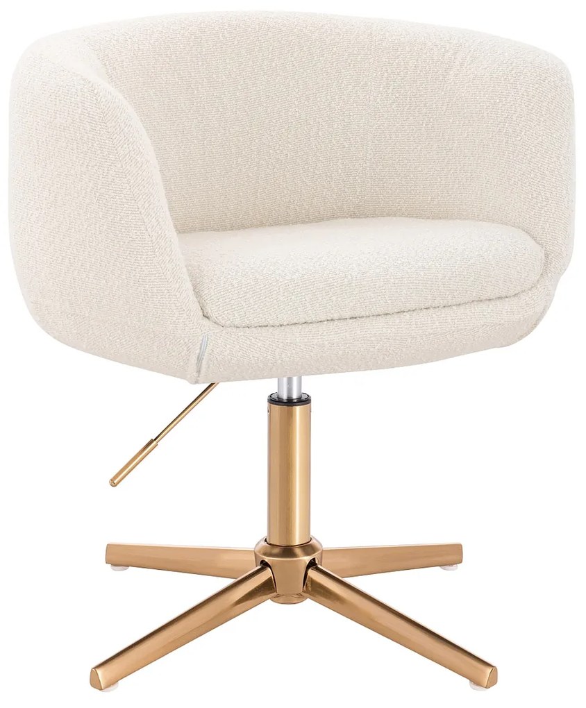 HR333CROSS Scaun Boucle Crem cu Bază Aurie