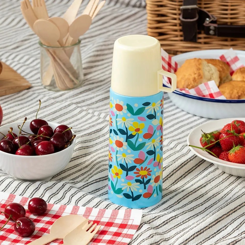 Termos albastru-crem pentru copii 350 ml Butterfly Garden – Rex London