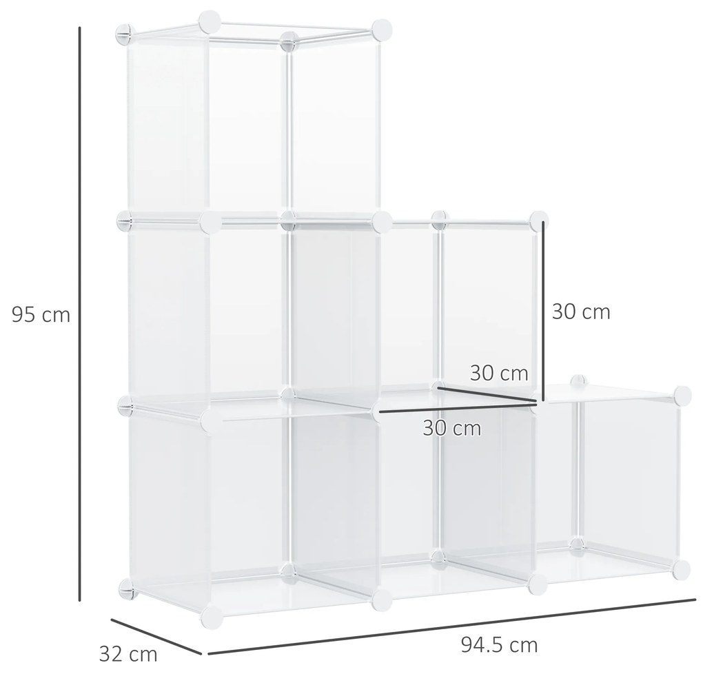 HOMCOM Dulap Modular pentru Pantofi, Transparent, 94,5x32x162cm, Soluție Ideală pentru Organizare | Aosom Romania