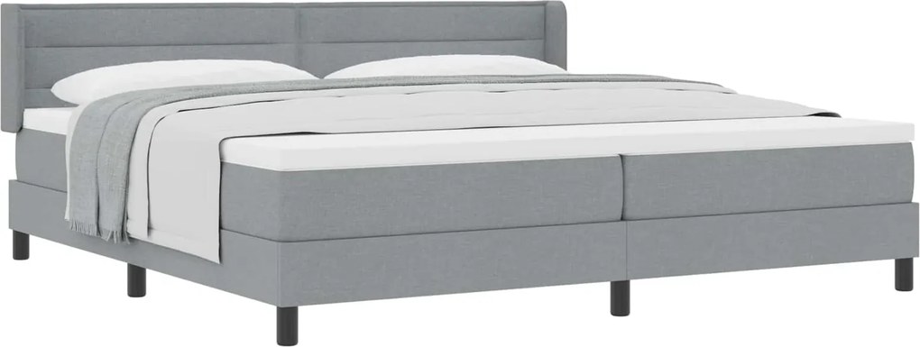 vidaXL Pat cu arcuri cu saltea Gri deschis 200 x 200 cm țesătură