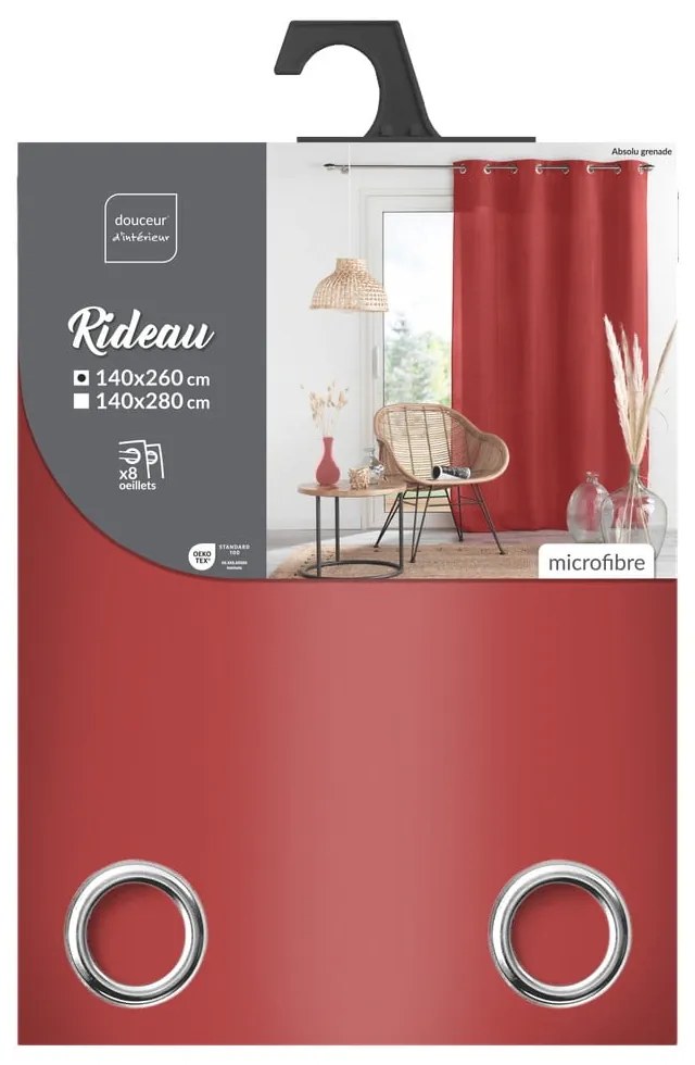 Draperie roșie din microfibră 140x260 cm Absolu – douceur d'intérieur