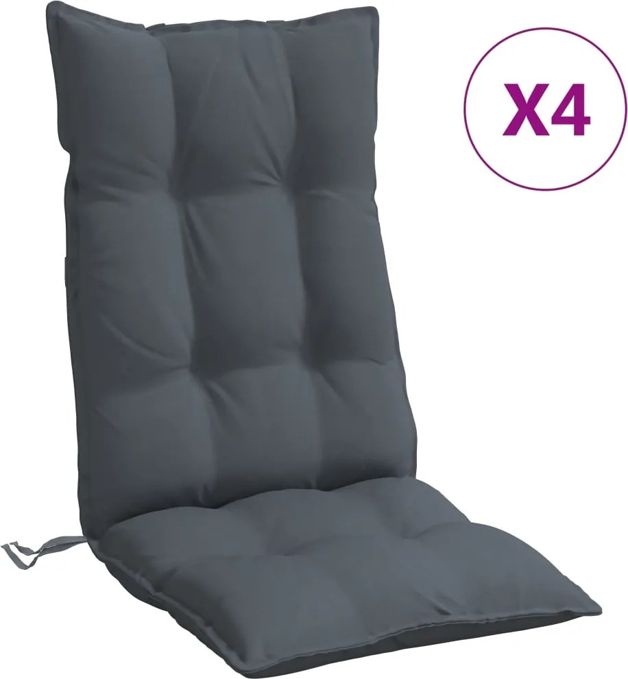 vidaXL Perne scaun cu spătar înalt 4 buc, antracit, țesătură Oxford