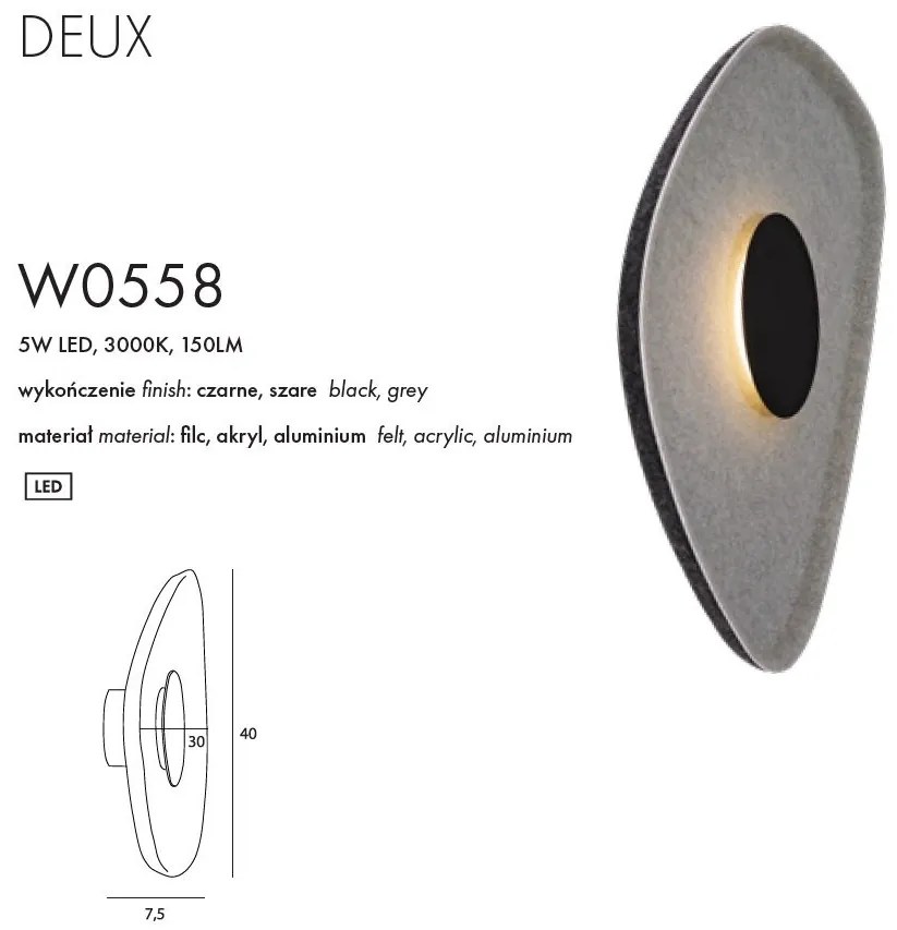 Aplica de perete LED design decorativ Deux negru