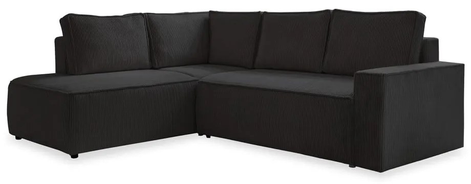 Colțar gri antracit extensibil cu tapițerie din catifea reiată (cu colț pe partea stângă ) Brave Dave – Miuform