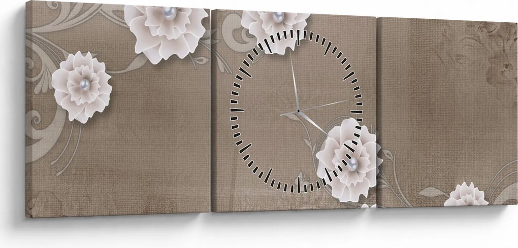 Tablou - Draperie cu flori (cu ceas) (90x30 cm)