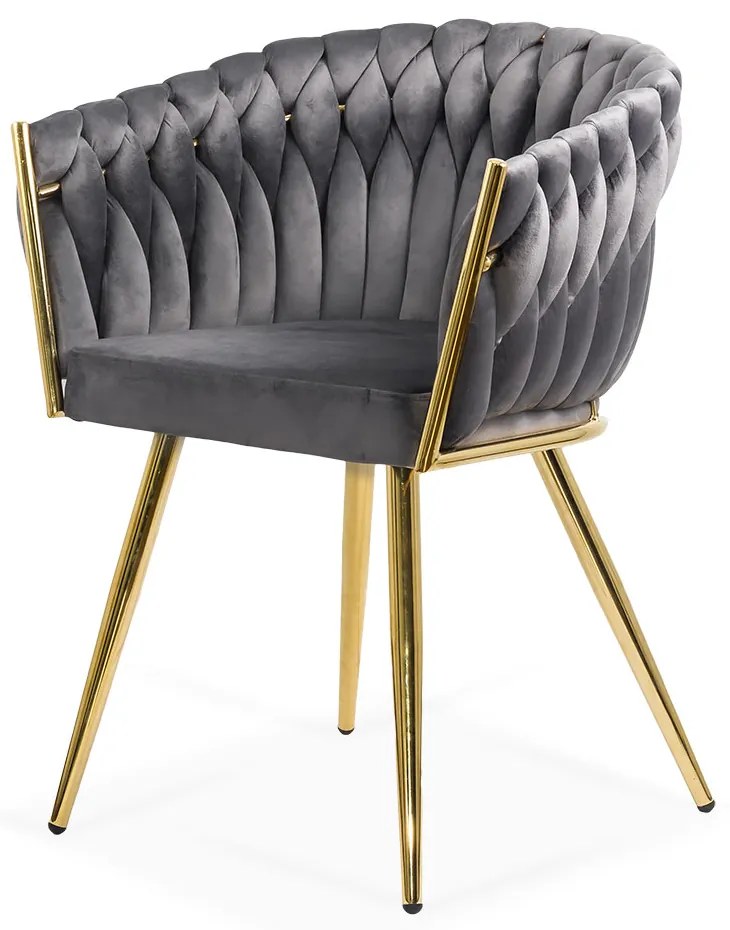 Scaun living din catifea cu picioare aurii BUC 261 gri