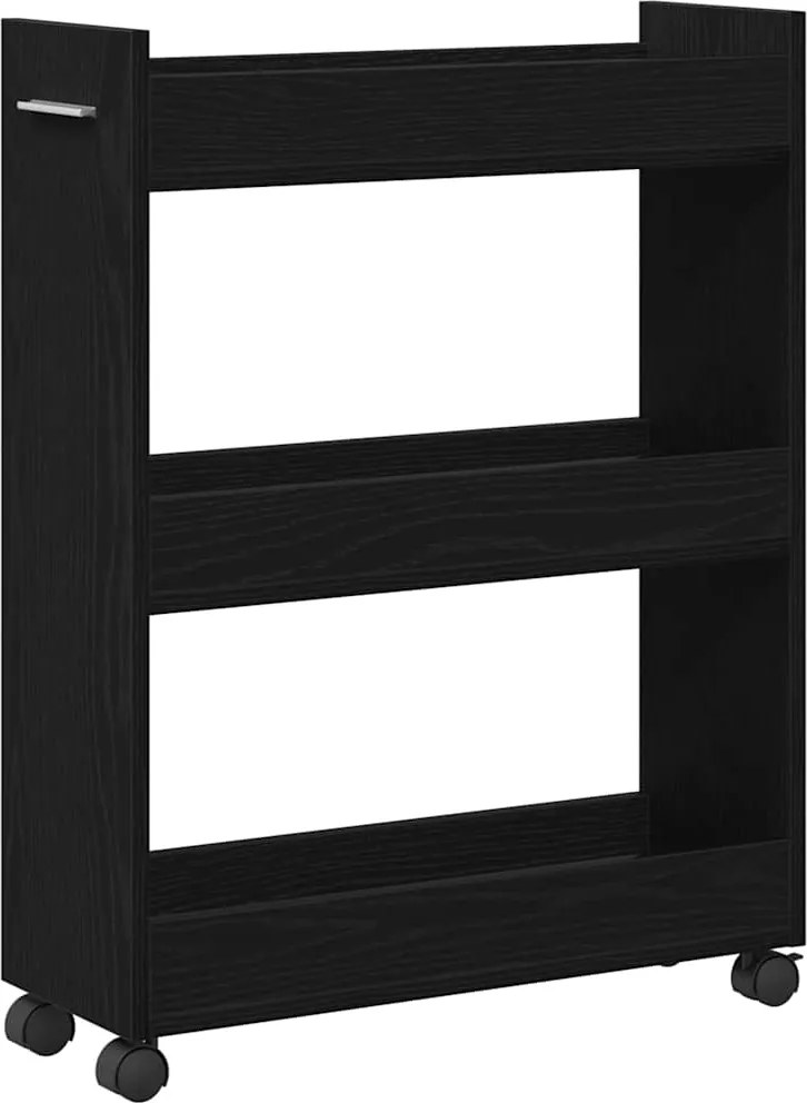 vidaXL Dulap cu roata Stejar Negru 60 x 22 x 79 cm