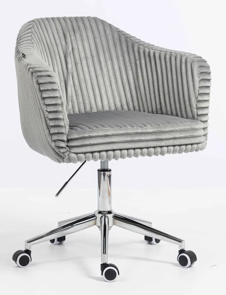 HR832K Scaun Gri Teddy Cord cu Bază Cromata