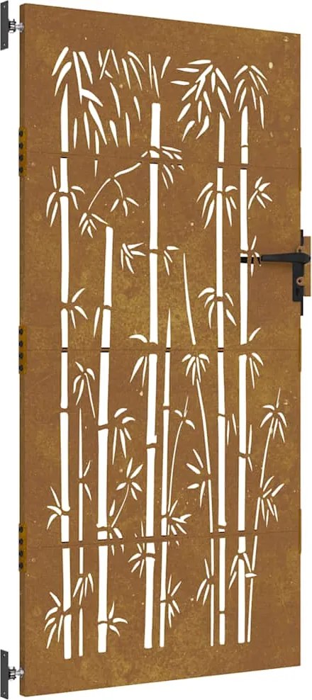 vidaXL Poartă de grădină 85x200 cm, oțel corten, design bambus