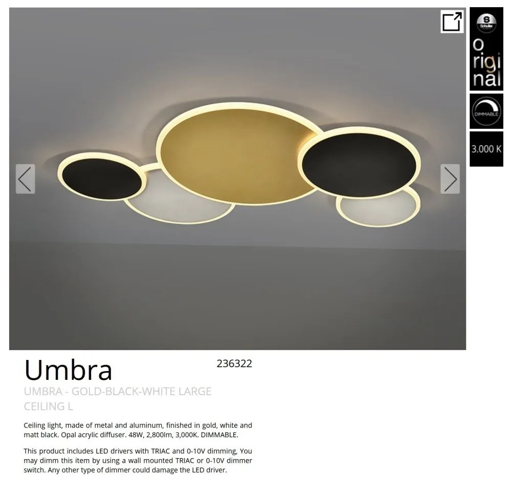 Lustra LED aplicata moderna design circular Umbra