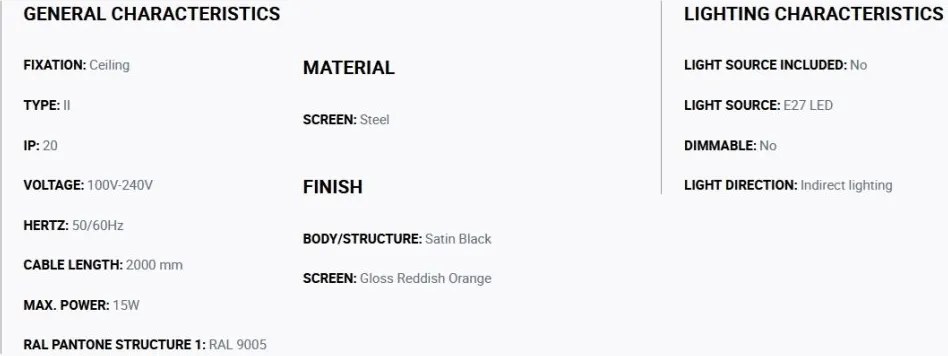 Lustra suspendata metal TATAWIN M 3L negru, orange