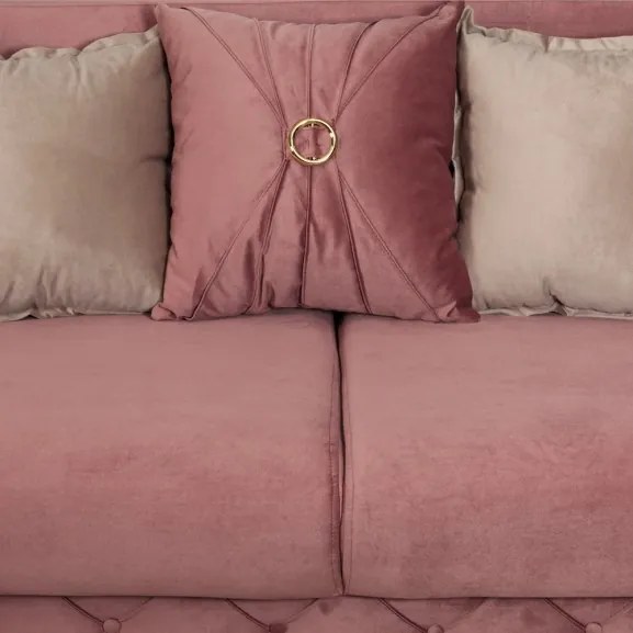 Canapea Extensibila Glamour Cu 3 Locuri, Roz, 220 X 94 X 86 Cm
