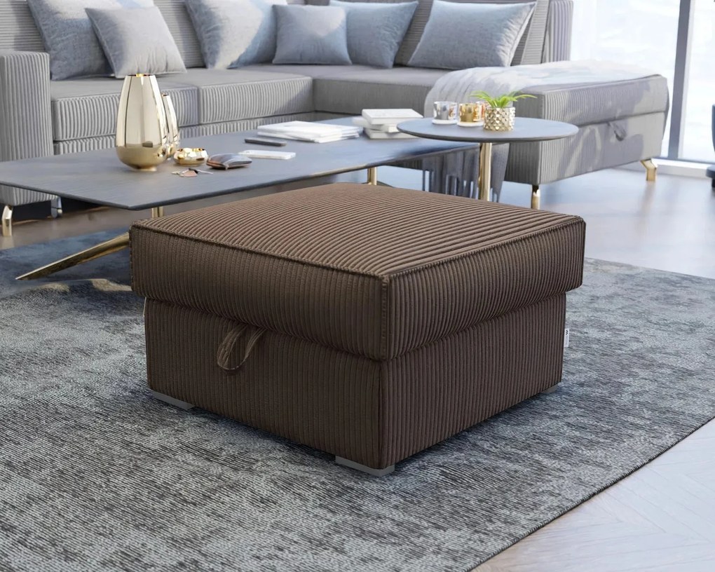 Taburet maro inchis SMART COSARO cu spatiu de depozitare 65x65 cm
