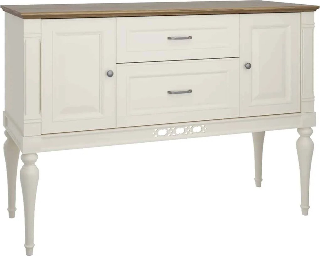 Consolă lemn masiv crem Provence -Natur, 131 × 43 × 92 cm