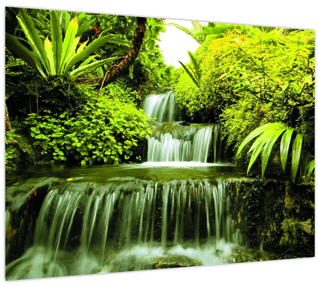 Tablou pe sticlă - Cascade indoneziene (70x50 cm)