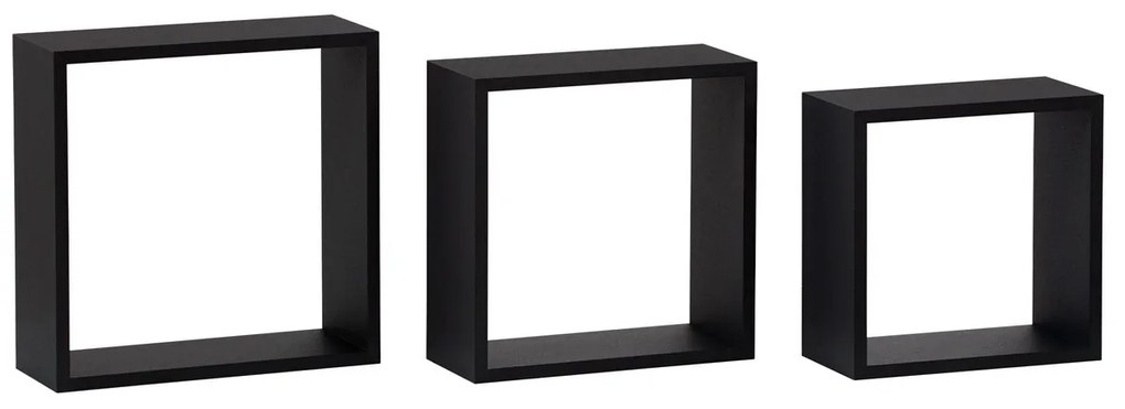 Set etajere de perete P-008, negru mat, 3 buc.