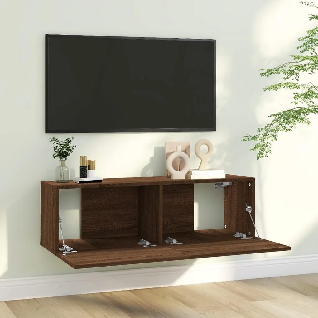 Comoda TV de perete, stejar maro, 100x30x30 cm, lemn prelucrat 1, Stejar brun, 100 x 30 x 30 cm