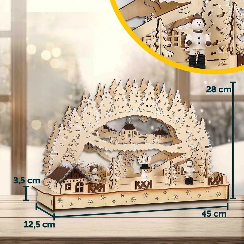 Arc LED de Crăciun CLEMENT, 45x12,5x28cm, maro natural Monzana