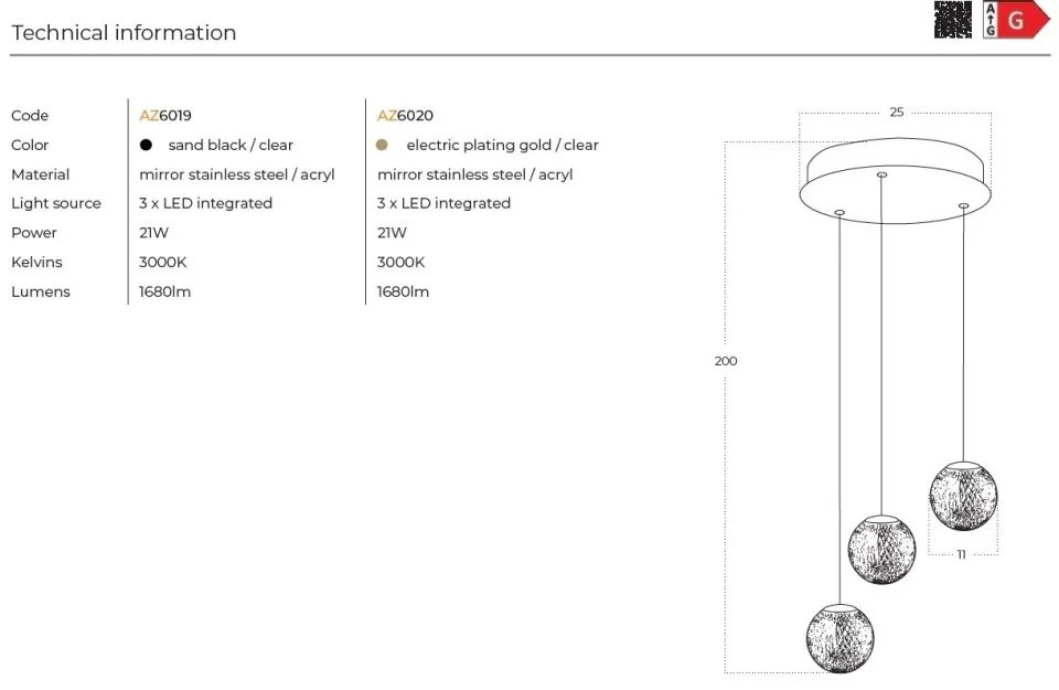 Lustra LED suspendata design modern EDEM 3 BK