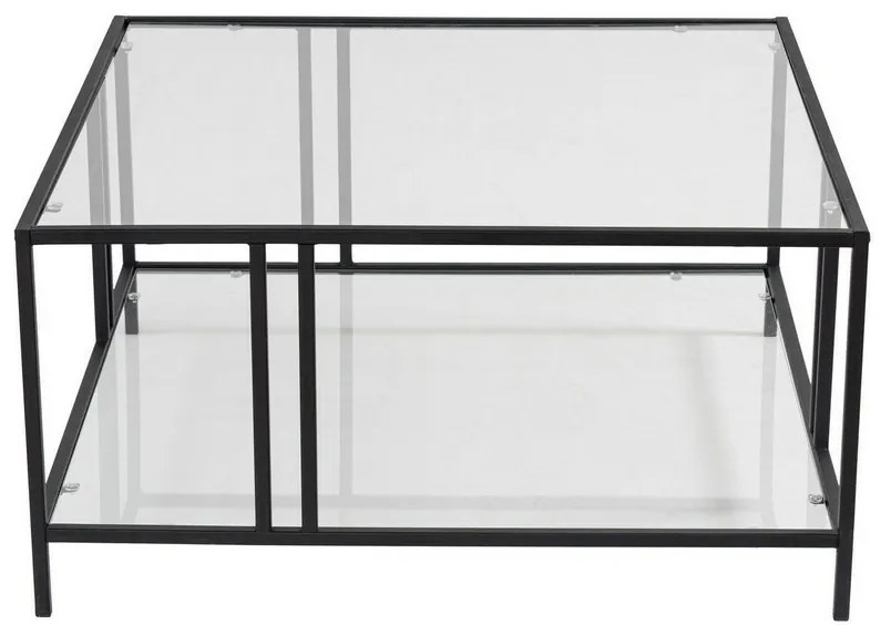 Măsuță de cafea Uranus Black cu sticlătransparentă