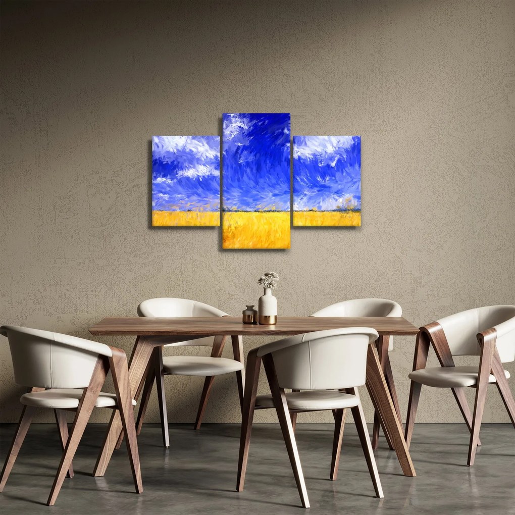 Tablou - Pictură în ulei, câmp auriu (90x60 cm)