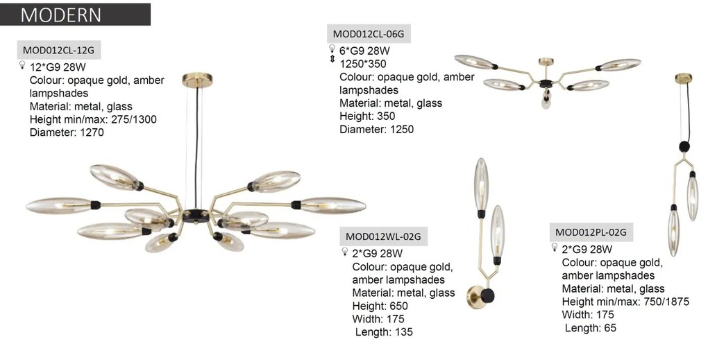 Lustra moderna design minimalist 127cm Ventura MYMOD012CL-12G