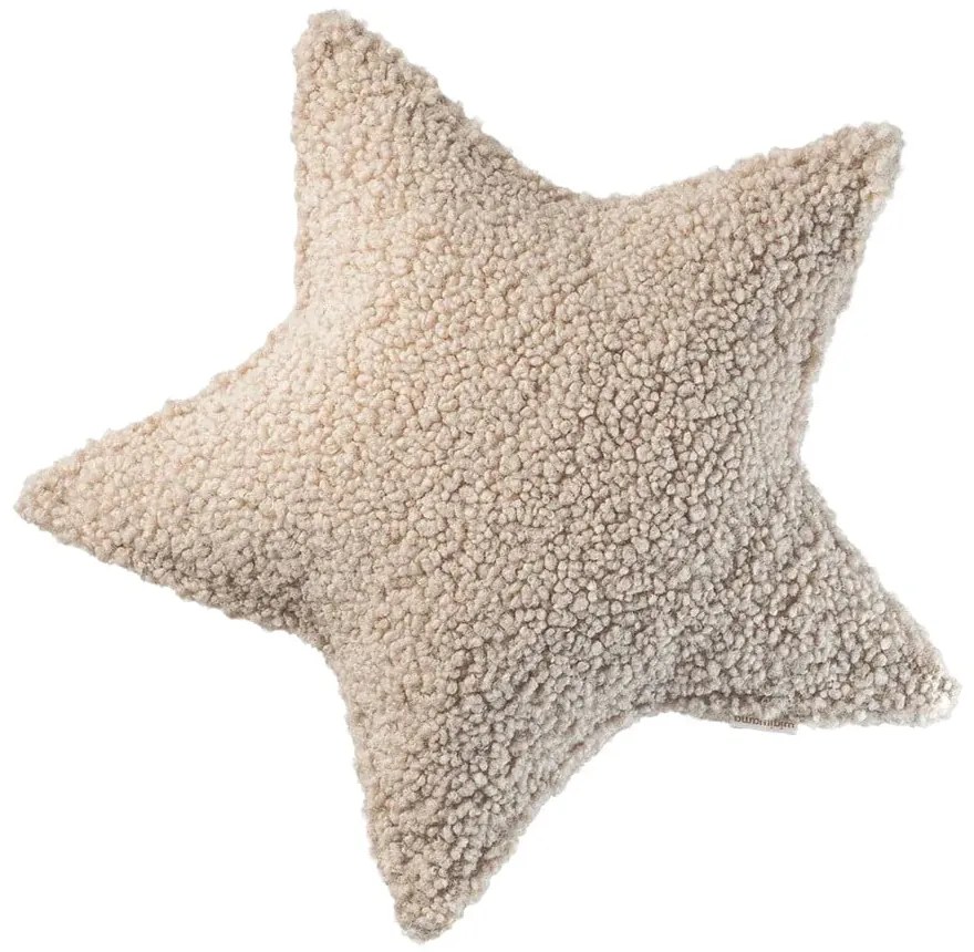 Pernă decorativă pentru copii maro deschis cu tapițerie din țesătură bouclé Star – Wigiwama